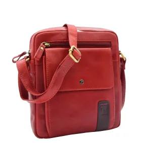 Mens Genuine Leather Trendy Messenger Cross Body Bag Casual Organiser Leo Bordo