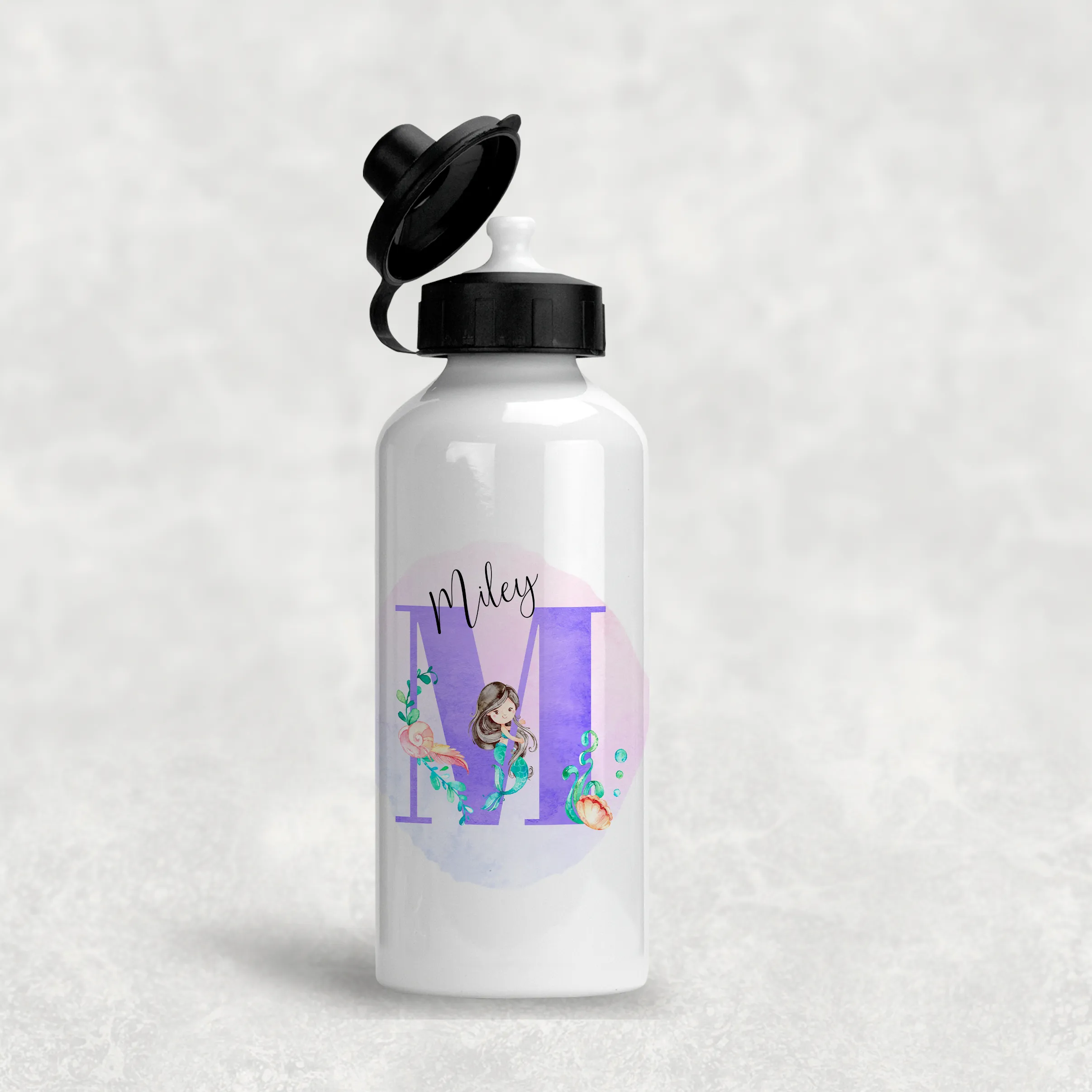 Mermaid Alphabet Personalised Aluminium Water Bottle 400/600ml