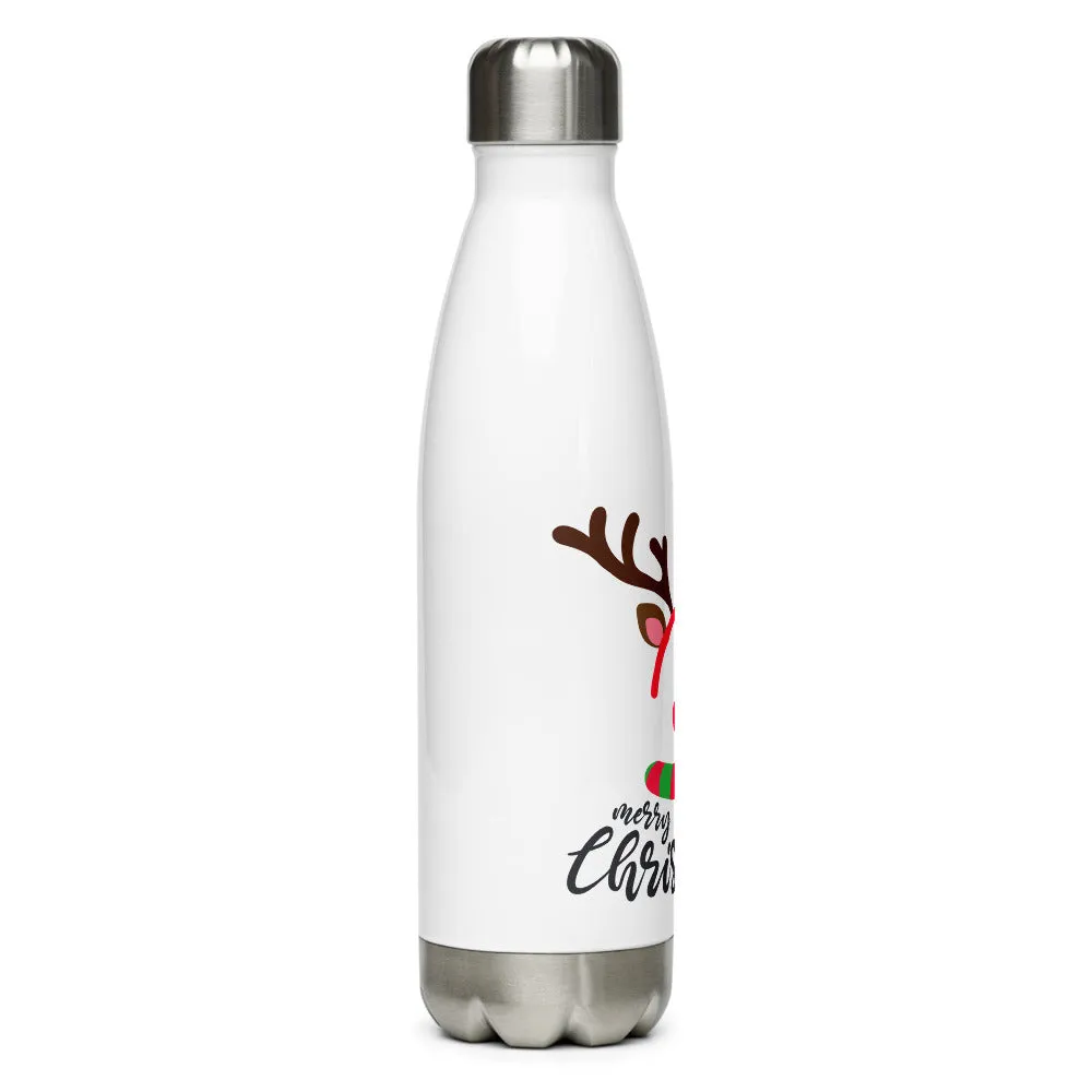 Merry Christmas Deer Stainless Steel Water Bottle