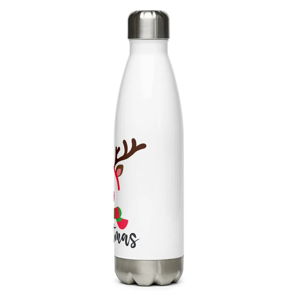 Merry Christmas Deer Stainless Steel Water Bottle