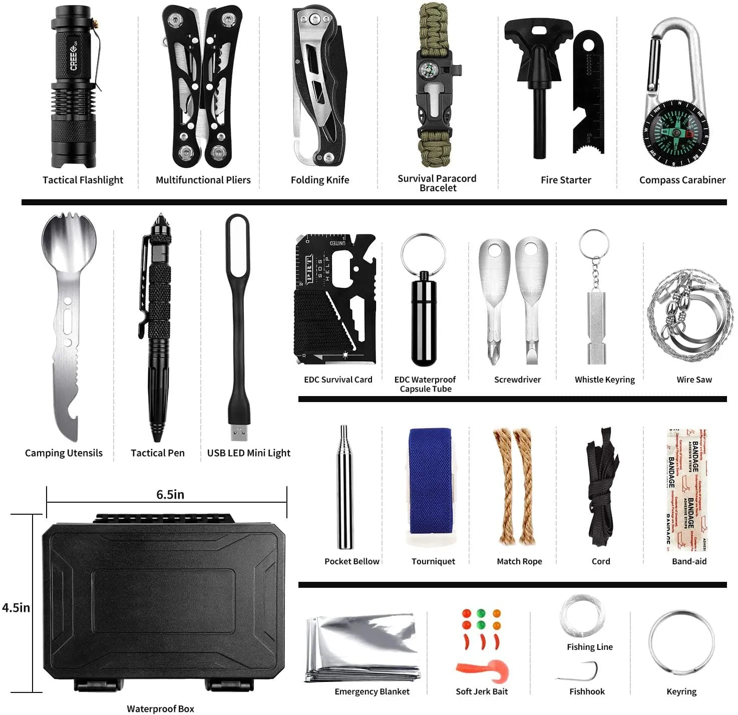 Military Outdoor 60 in 1 Emergency Survival Kit