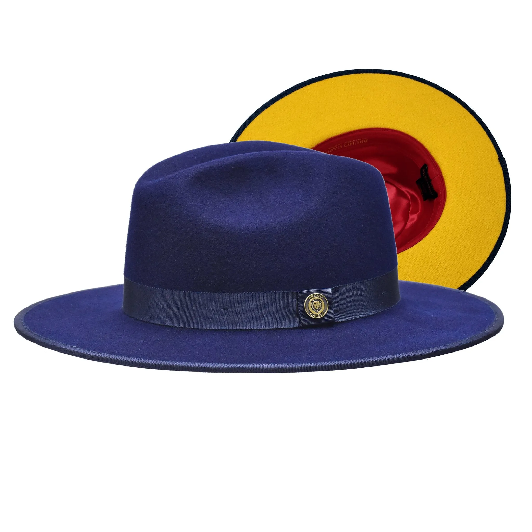 Monarch Gold Bottom Wide Brim Wool Fedora-Purple / Gold