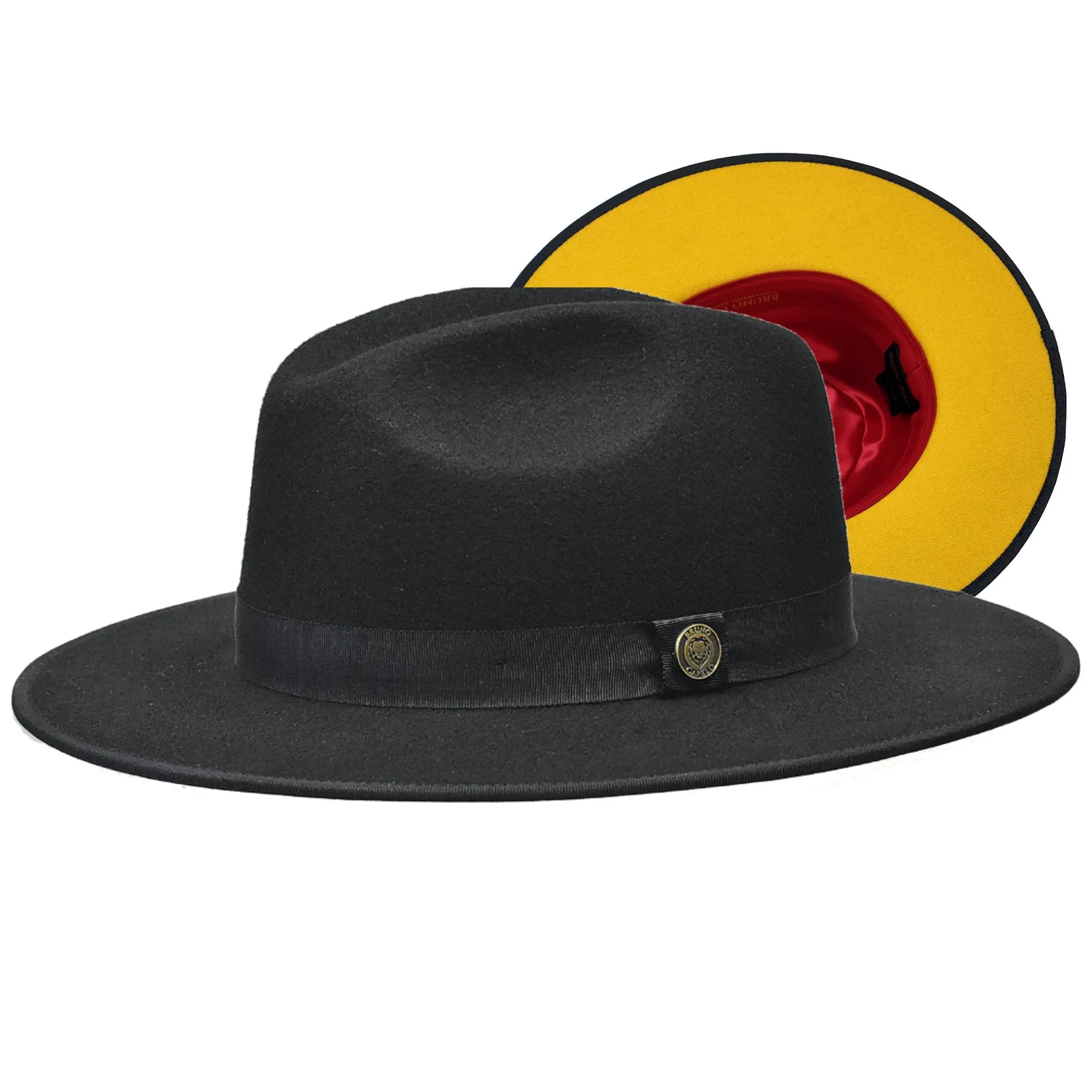 Monarch Gold Bottom Wide Brim Wool Fedora-Purple / Gold