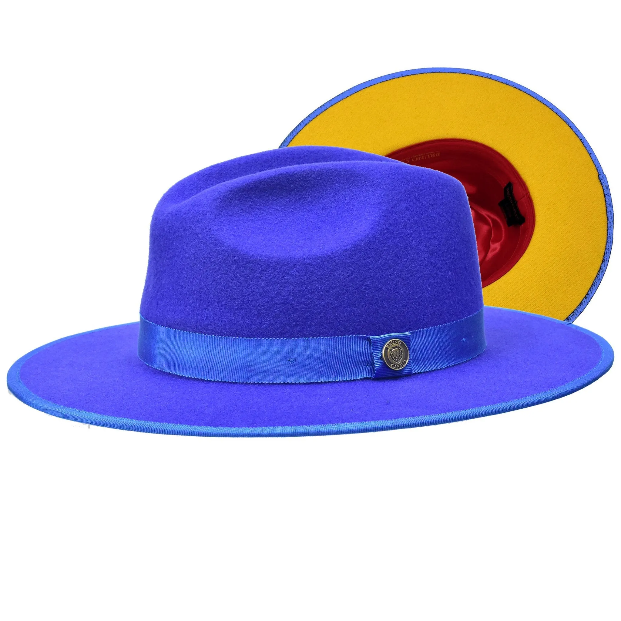 Monarch Gold Bottom Wide Brim Wool Fedora-Purple / Gold