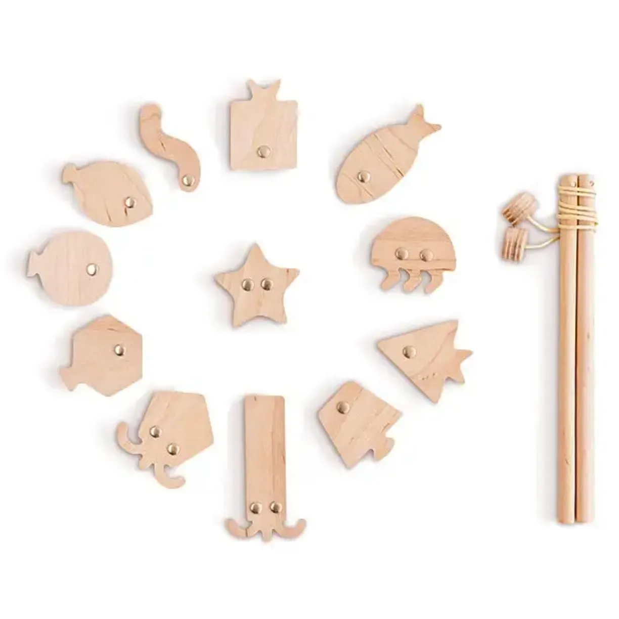 natural · wooden shapes fishing game