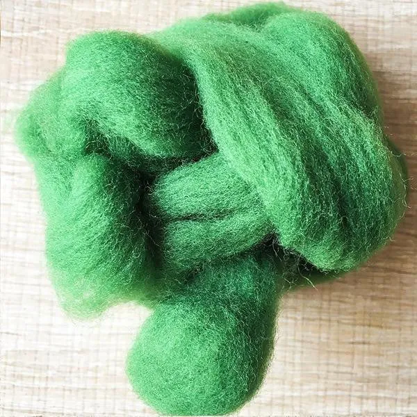 Needle felted supplies wool felting Green wool Roving for felting short fabric