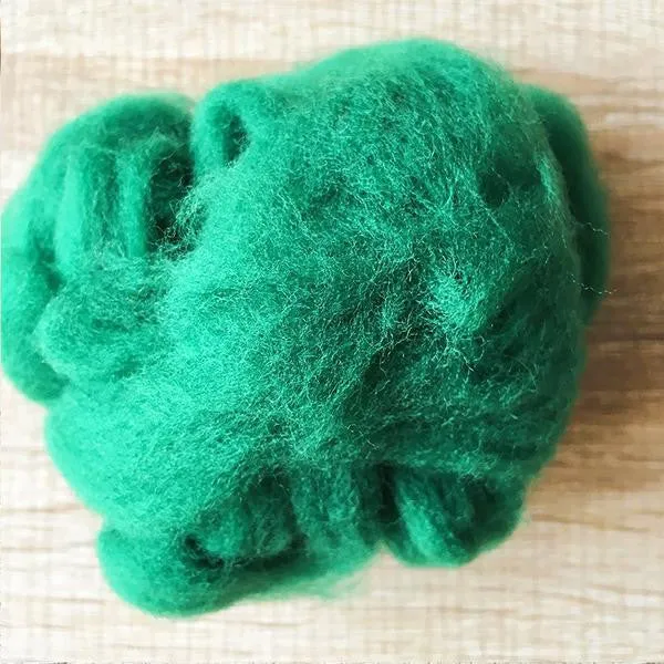 Needle felted supplies wool felting Green wool Roving for felting short fabric