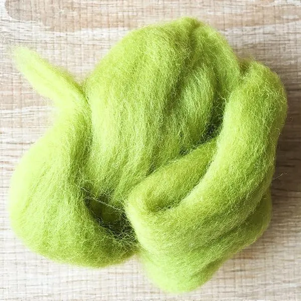 Needle felted supplies wool felting Green wool Roving for felting short fabric