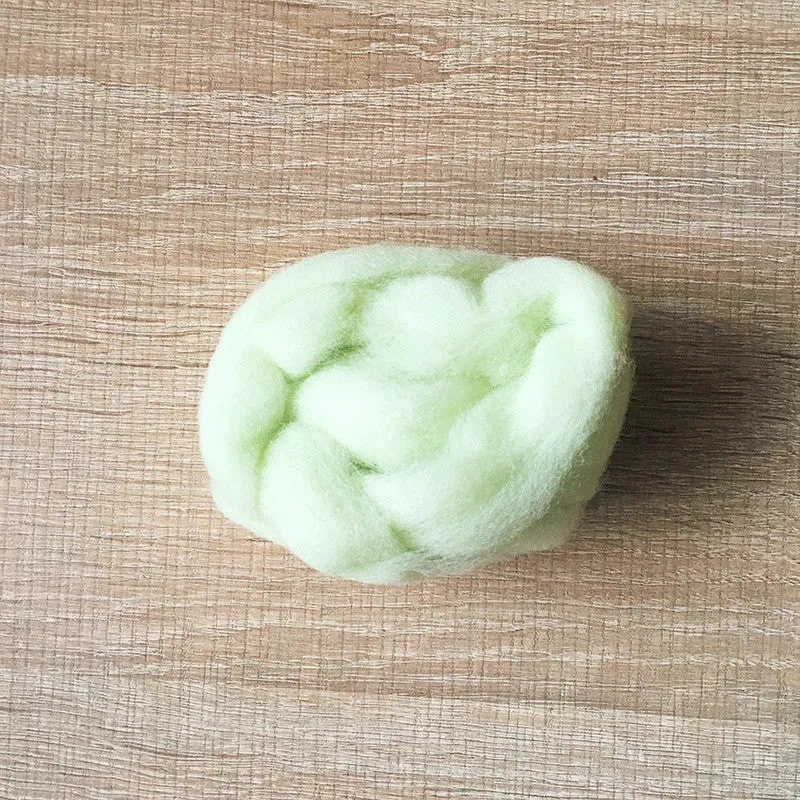 Needle felted wool felting pink green wool Roving for felting supplies short fabric easy felt