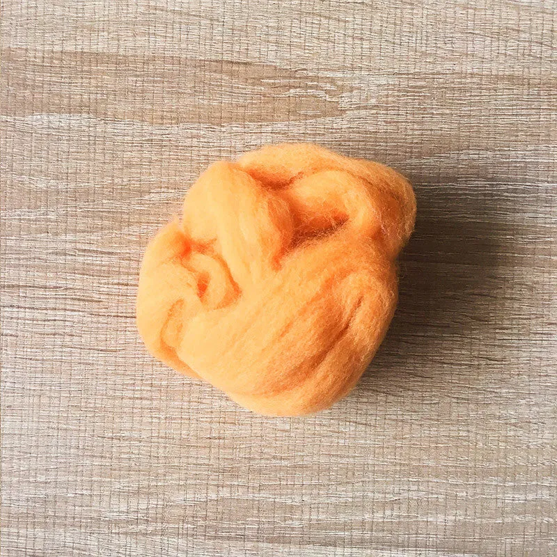 Needle felted wool felting sweet orange wool Roving for felting supplies short fabric easy felt