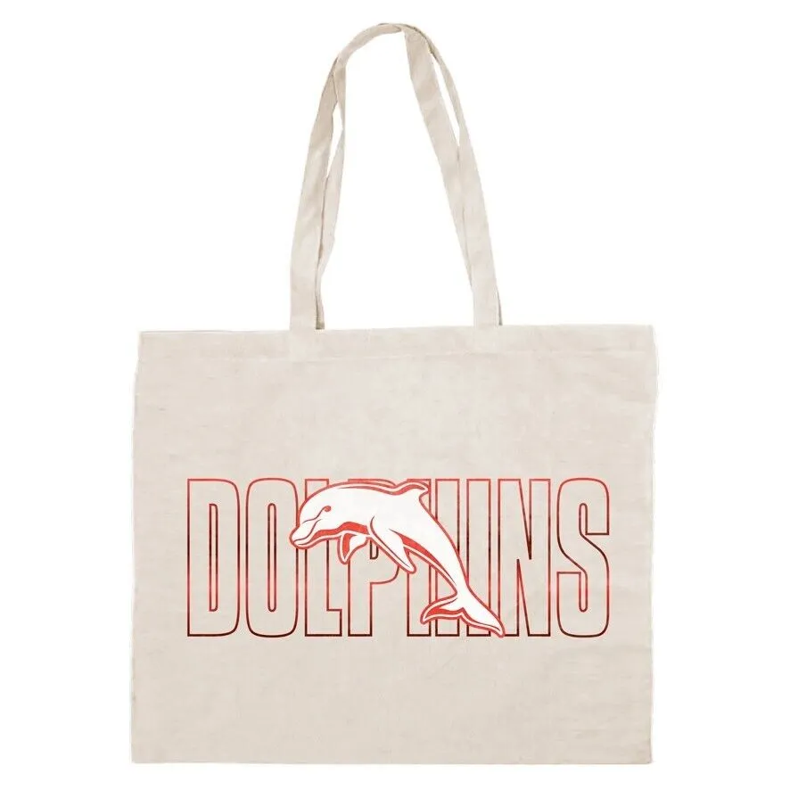 NRL Canvas Tote Bag - Dolphins - Re-Useable Carry Bag