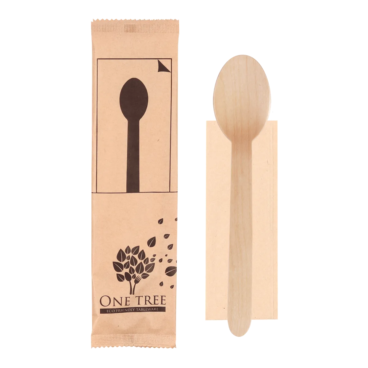 One Tree Wooden Cutlery Set Spoon & Napkin 400pcs