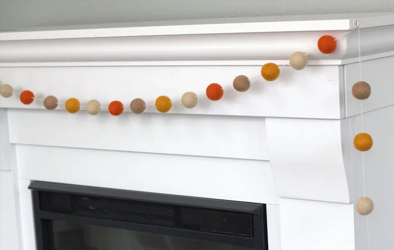 Orange & Tan Fall Felt Ball Garland