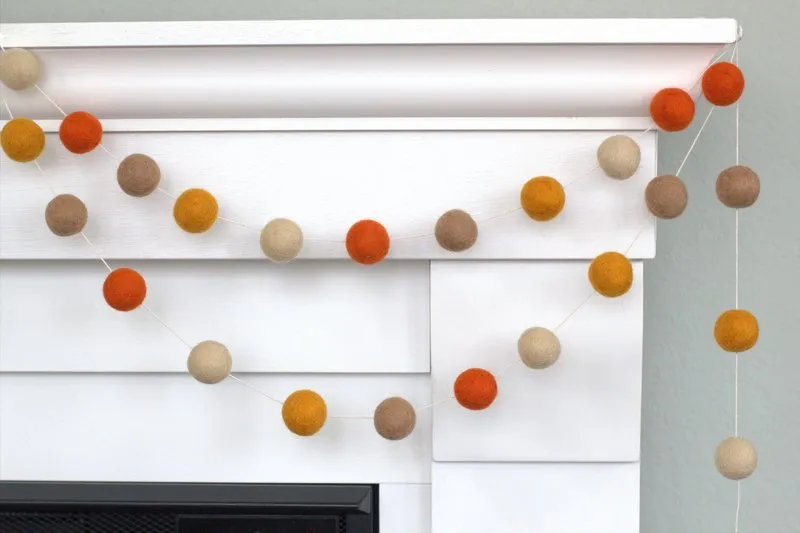 Orange & Tan Fall Felt Ball Garland