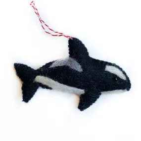 Orca Whale Ornament, Felt Wool