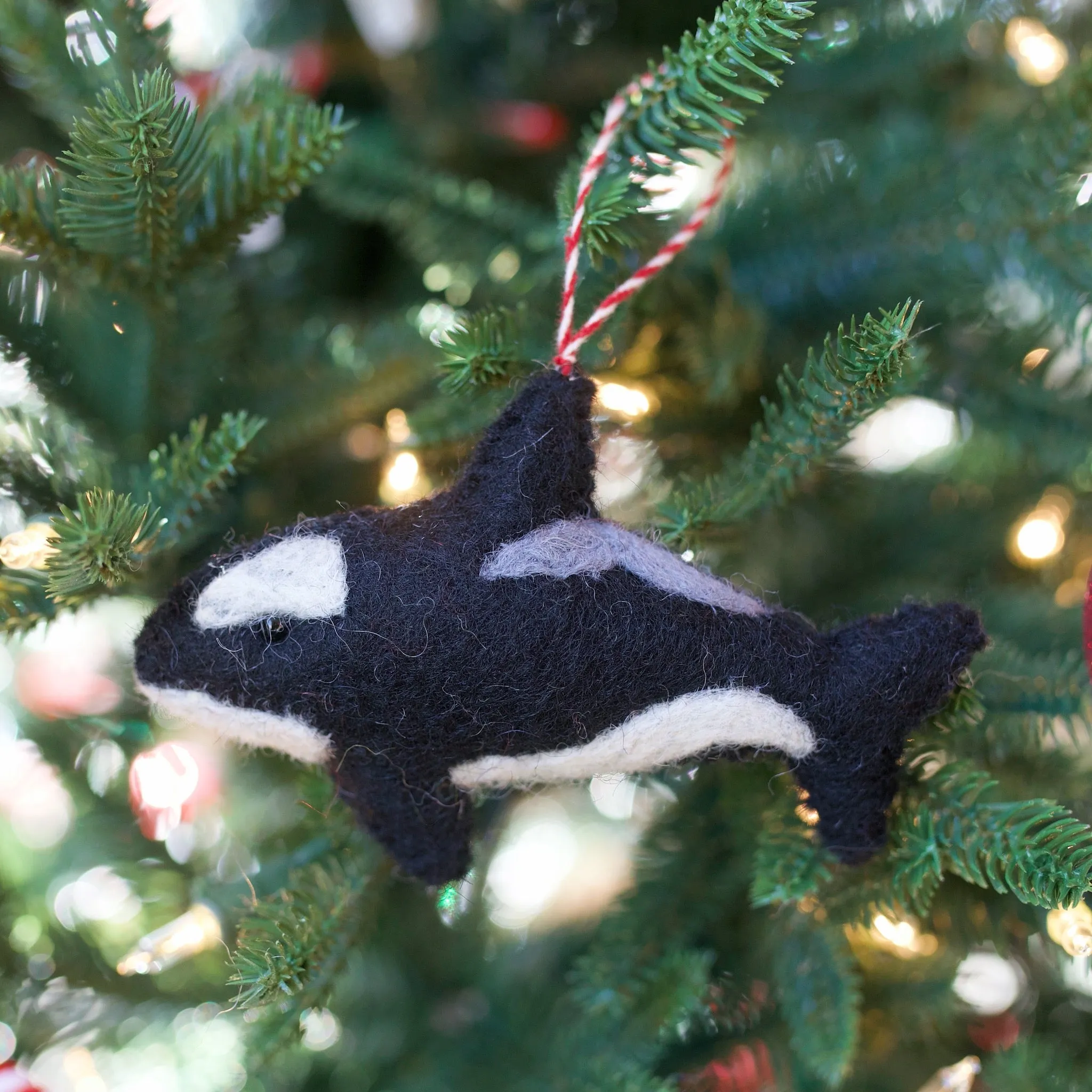 Orca Whale Ornament, Felt Wool