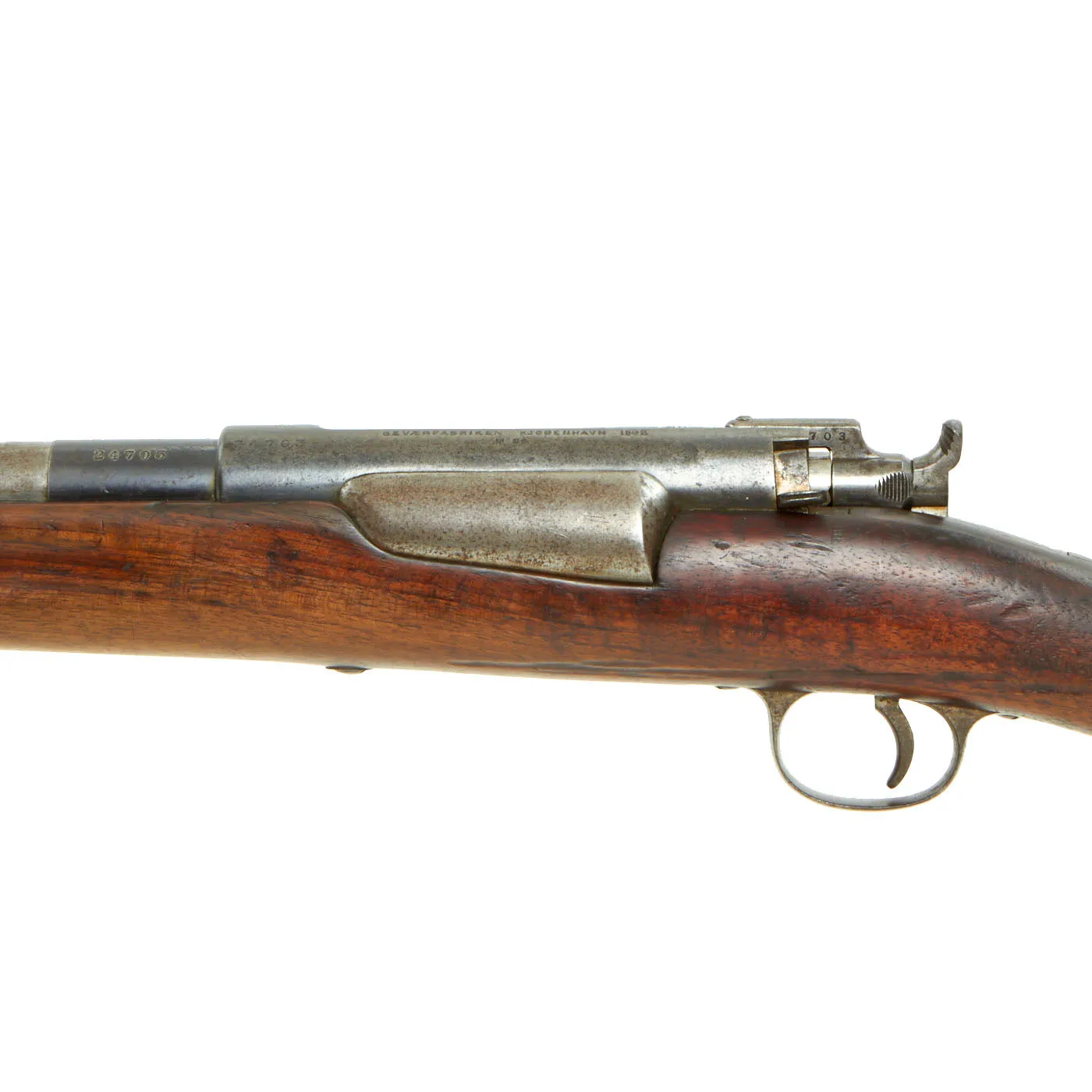 Original Danish Krag–Jørgensen Gevær M/89 Infantry Rifle with Duffle Cut Serial 24703 - dated 1892