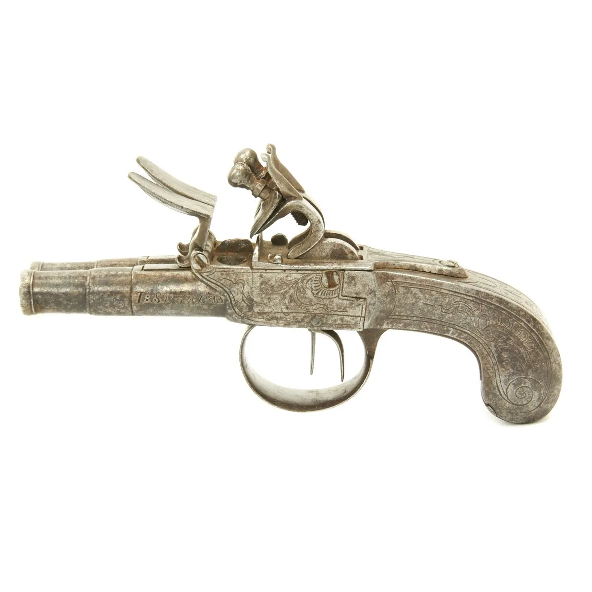 Original Double Barrel Flintlock Pocket Pistol by Israel Segalas - Circa 1720