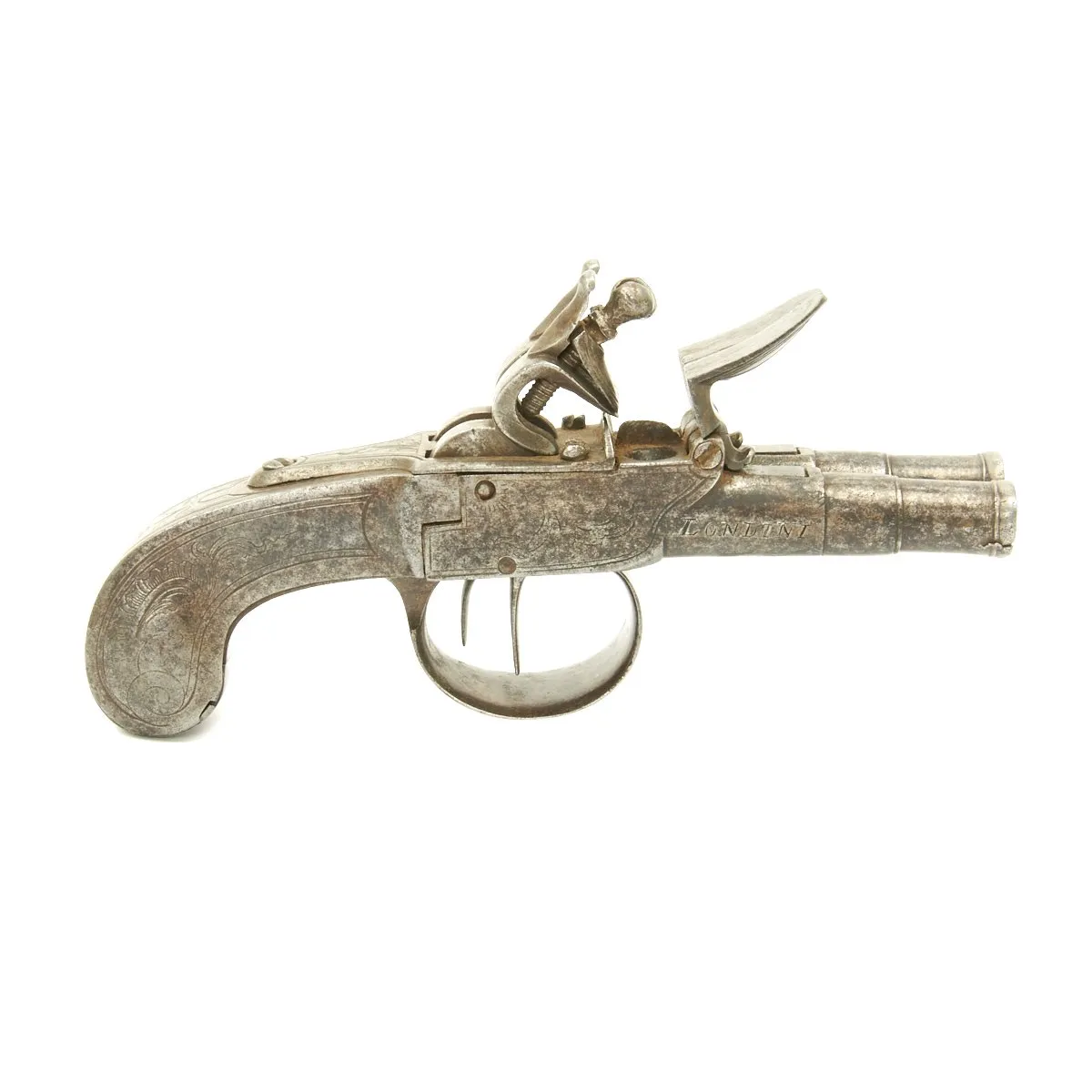 Original Double Barrel Flintlock Pocket Pistol by Israel Segalas - Circa 1720