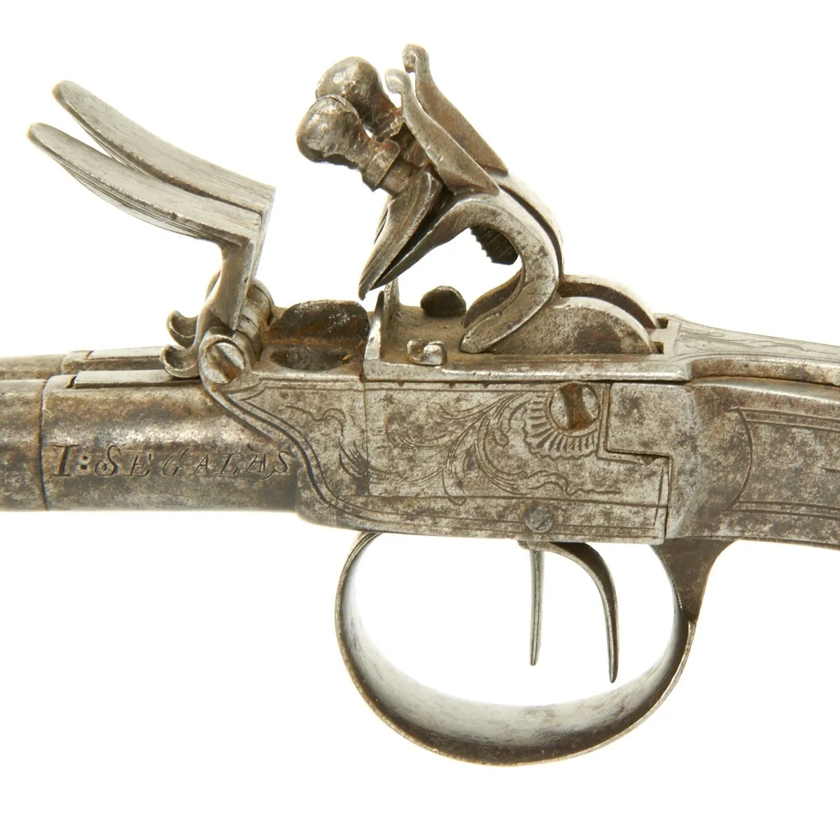 Original Double Barrel Flintlock Pocket Pistol by Israel Segalas - Circa 1720