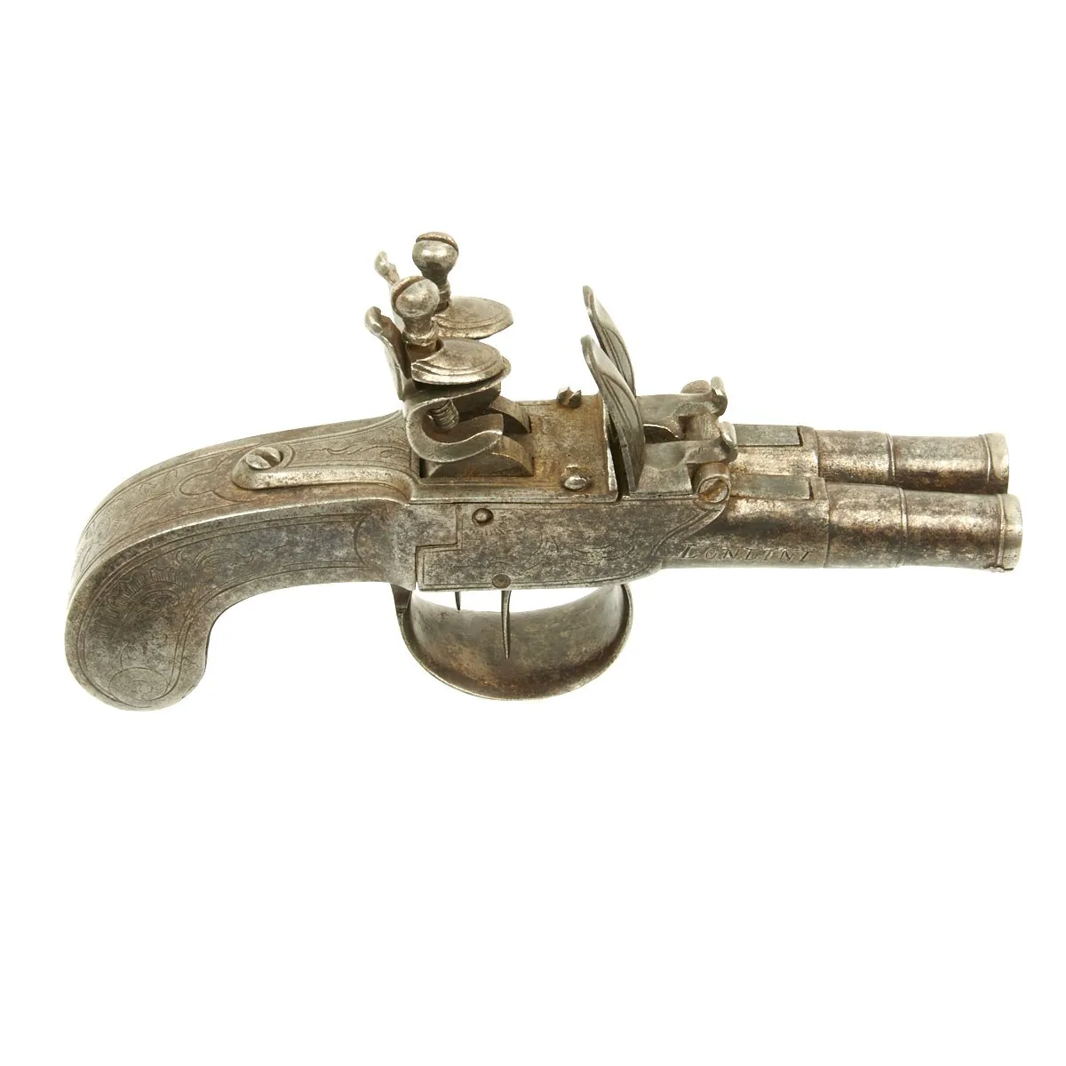 Original Double Barrel Flintlock Pocket Pistol by Israel Segalas - Circa 1720