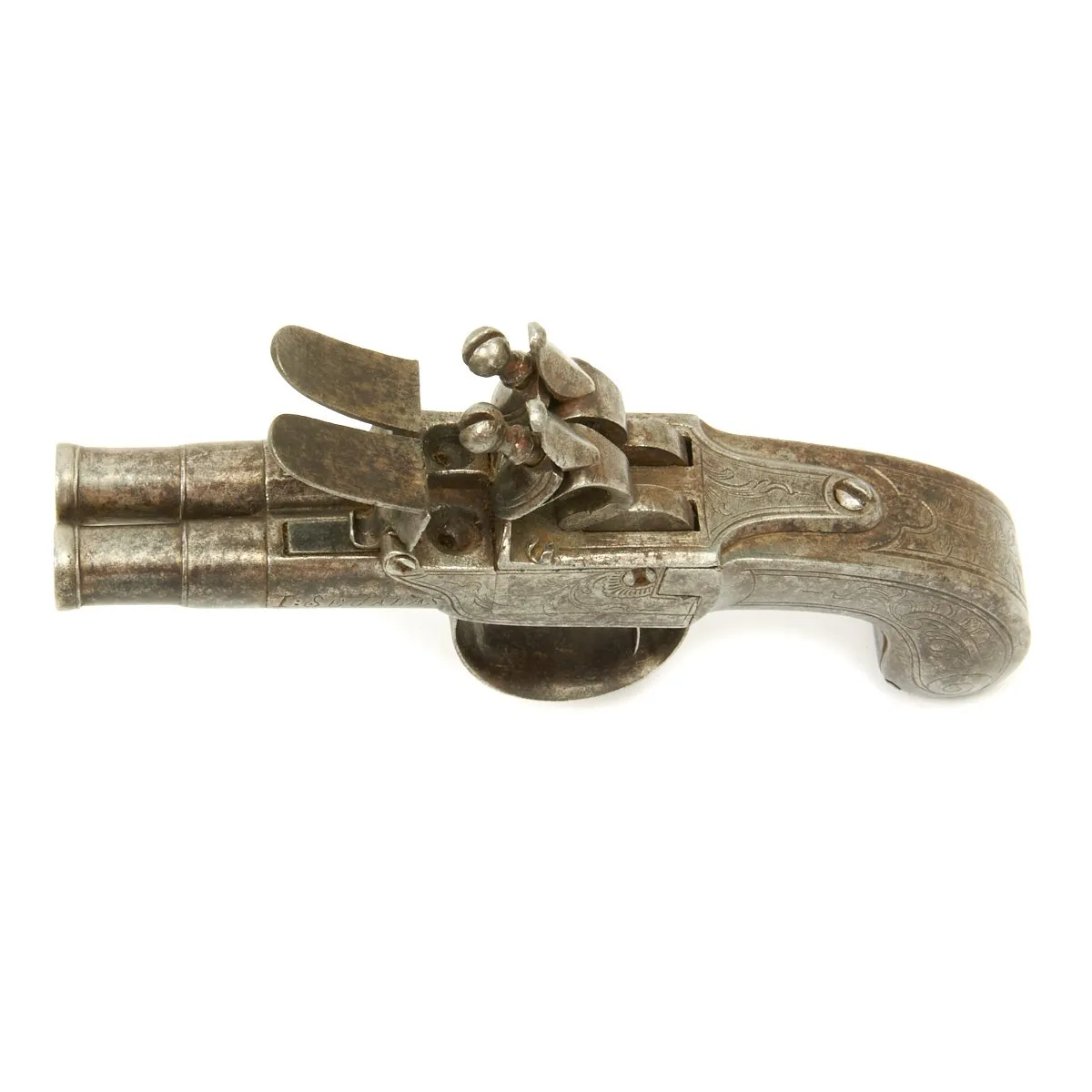 Original Double Barrel Flintlock Pocket Pistol by Israel Segalas - Circa 1720