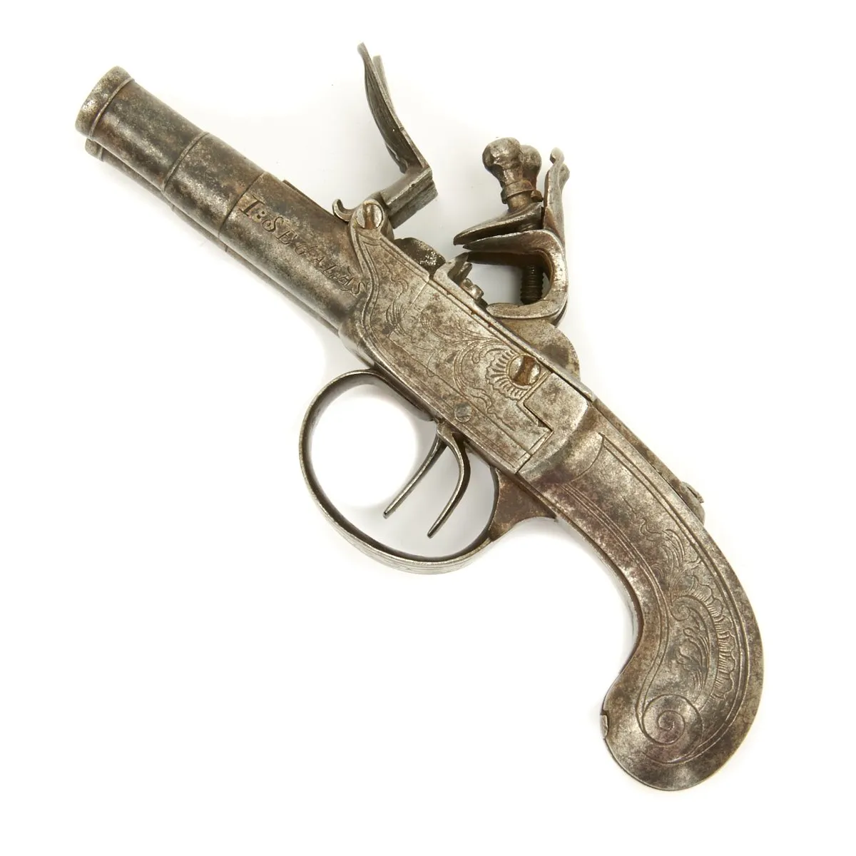 Original Double Barrel Flintlock Pocket Pistol by Israel Segalas - Circa 1720