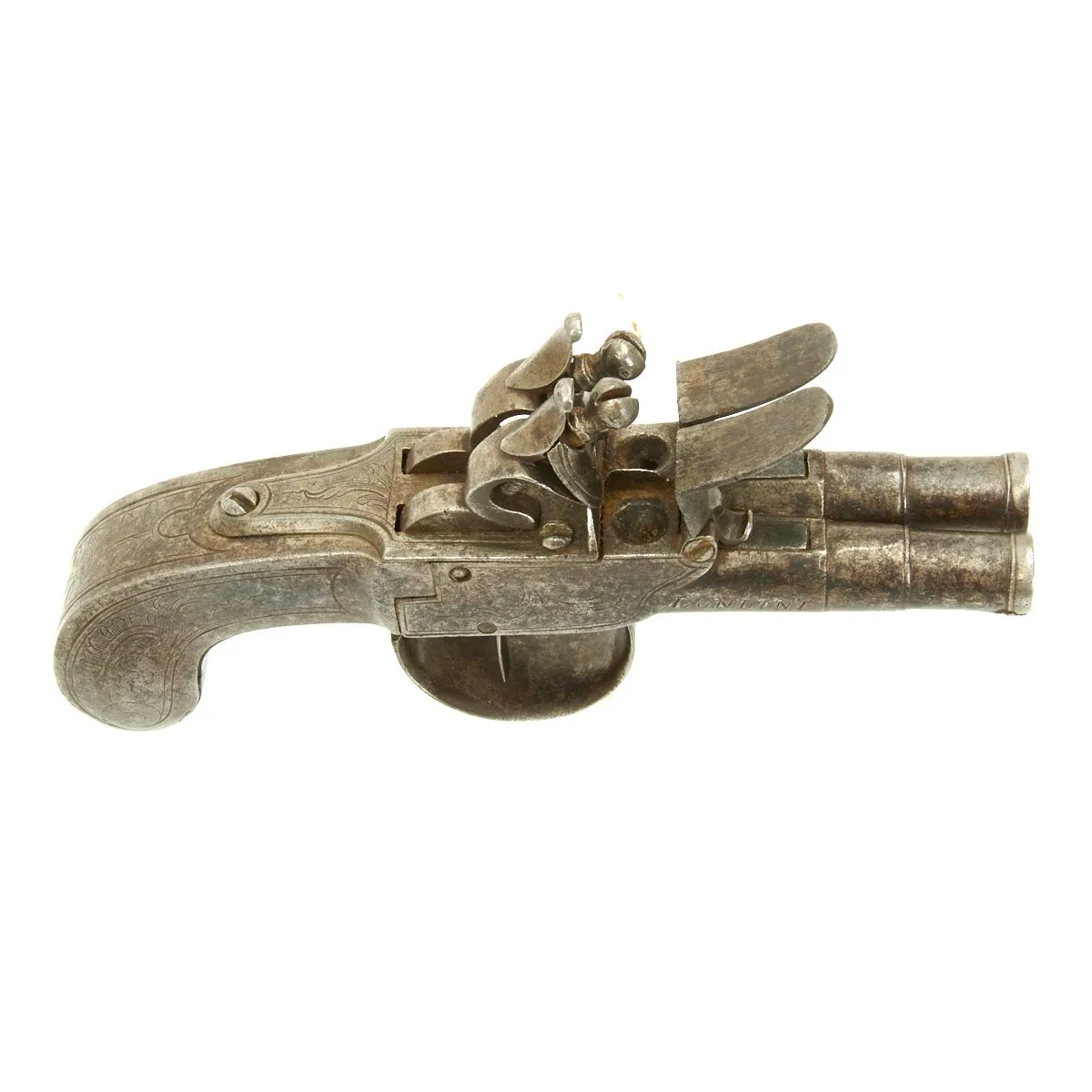 Original Double Barrel Flintlock Pocket Pistol by Israel Segalas - Circa 1720