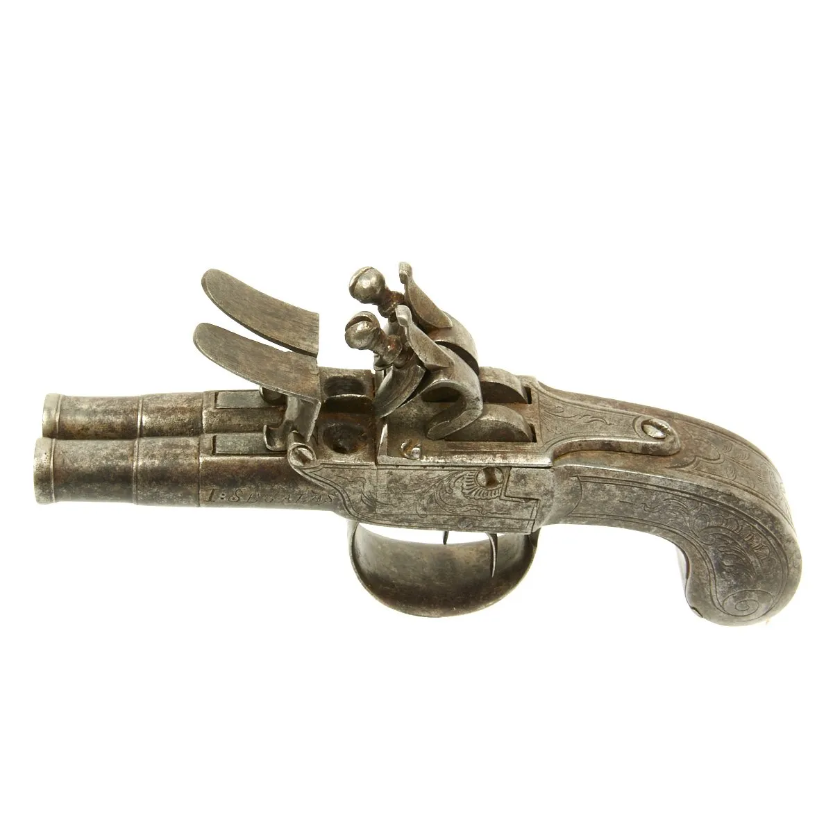 Original Double Barrel Flintlock Pocket Pistol by Israel Segalas - Circa 1720