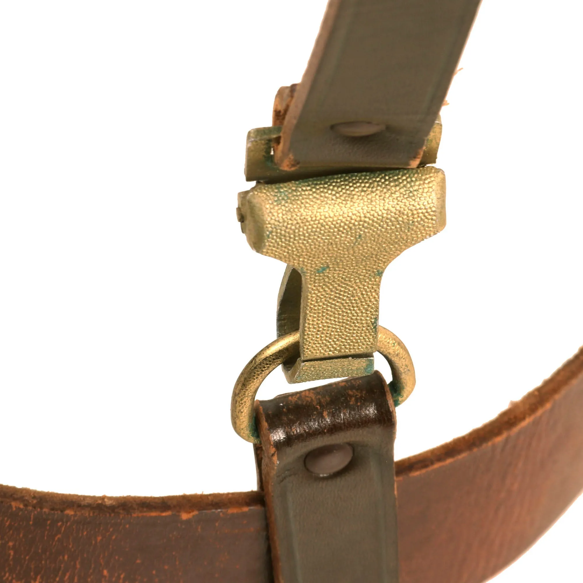 Original German WWII Early SA EM/NCO Belt with Two Piece Brass & Nickel Buckle and Cross Straps - Sturmabteilung