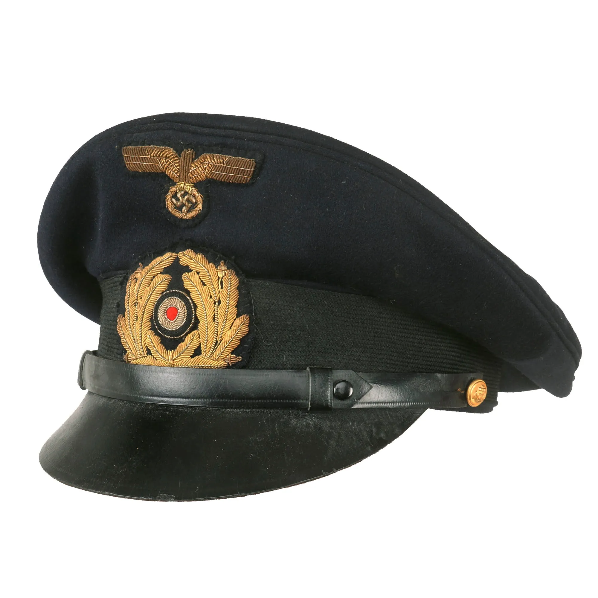 Original German WWII Kriegsmarine Navy Blue Senior NCO’s Visor Cap with Embroidered Insignia - Schirmmütze