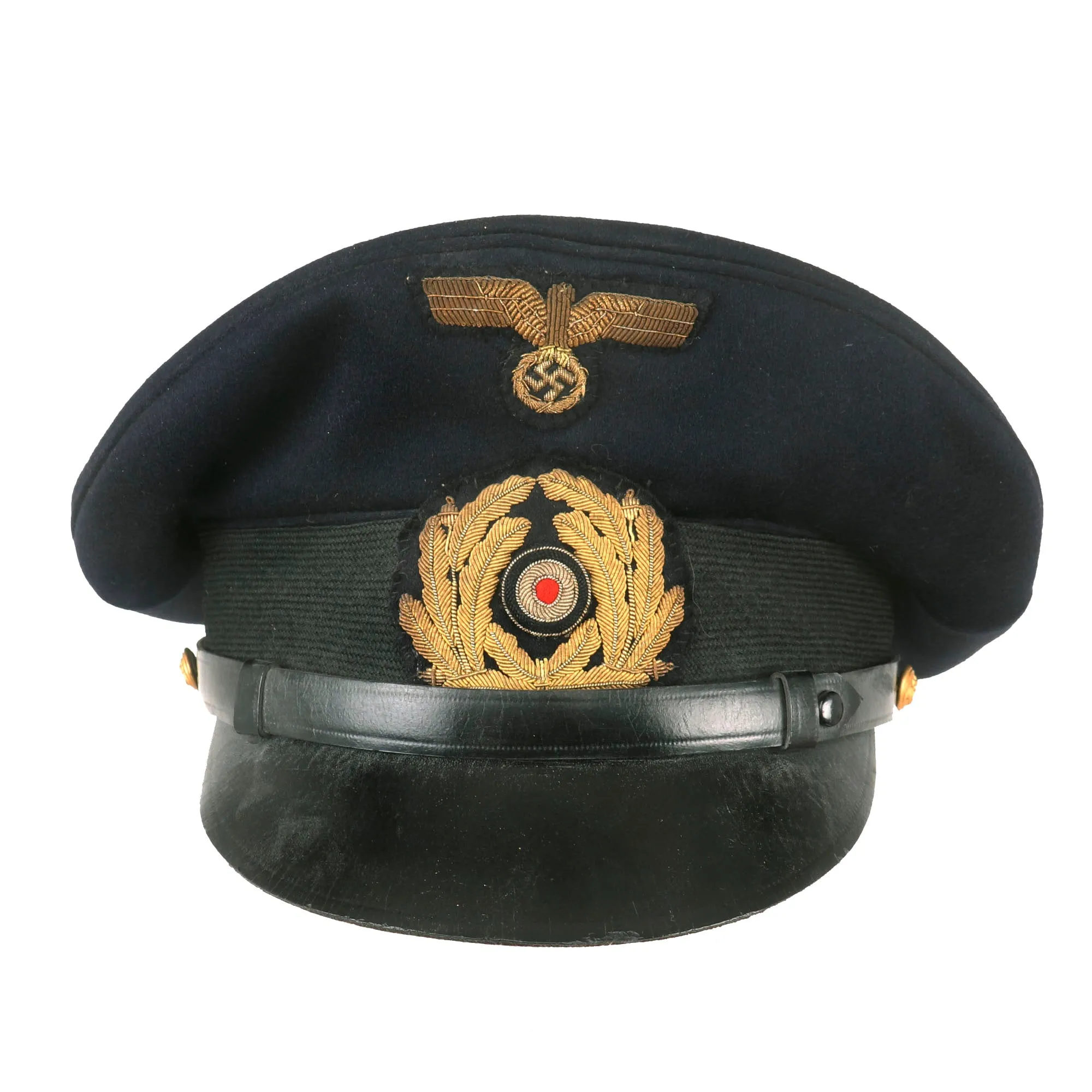 Original German WWII Kriegsmarine Navy Blue Senior NCO’s Visor Cap with Embroidered Insignia - Schirmmütze