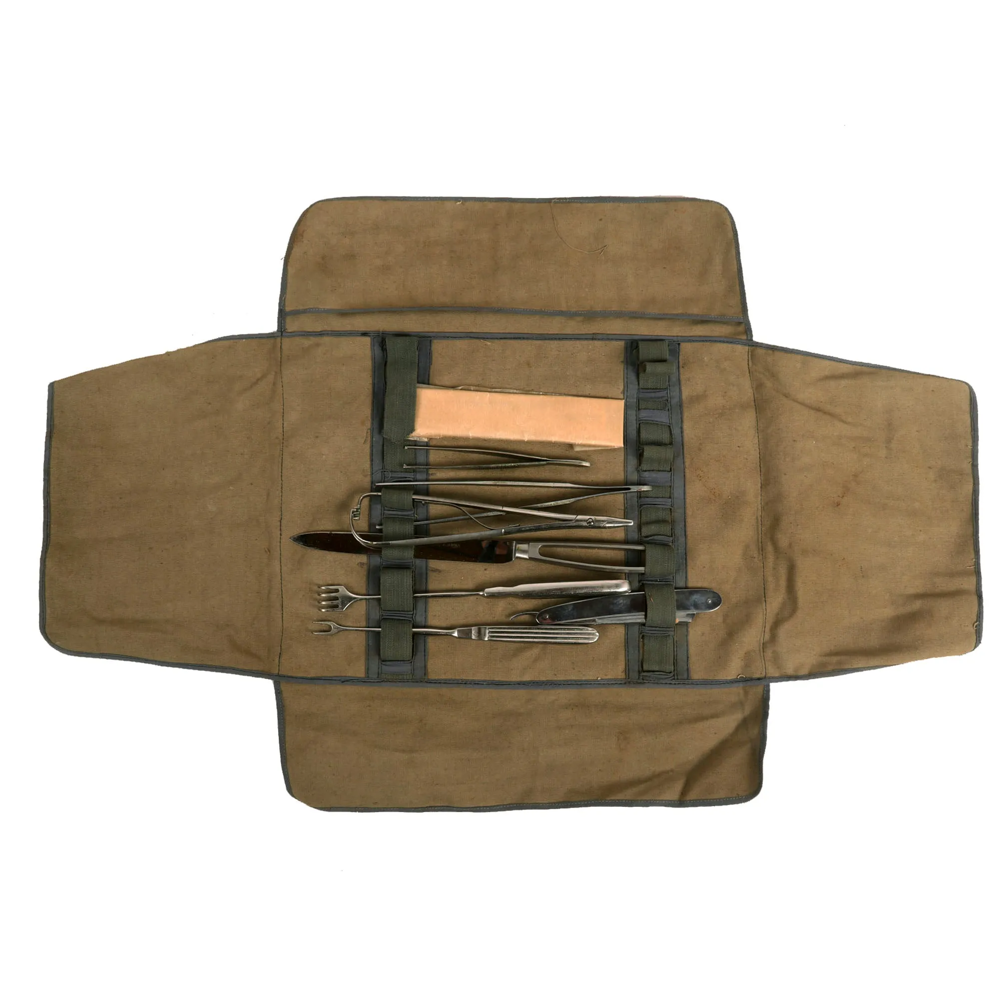 Original German WWII Wehrmacht Field Hospital Lazarette Surgical Medical Tool Set with Original Canvas Bag