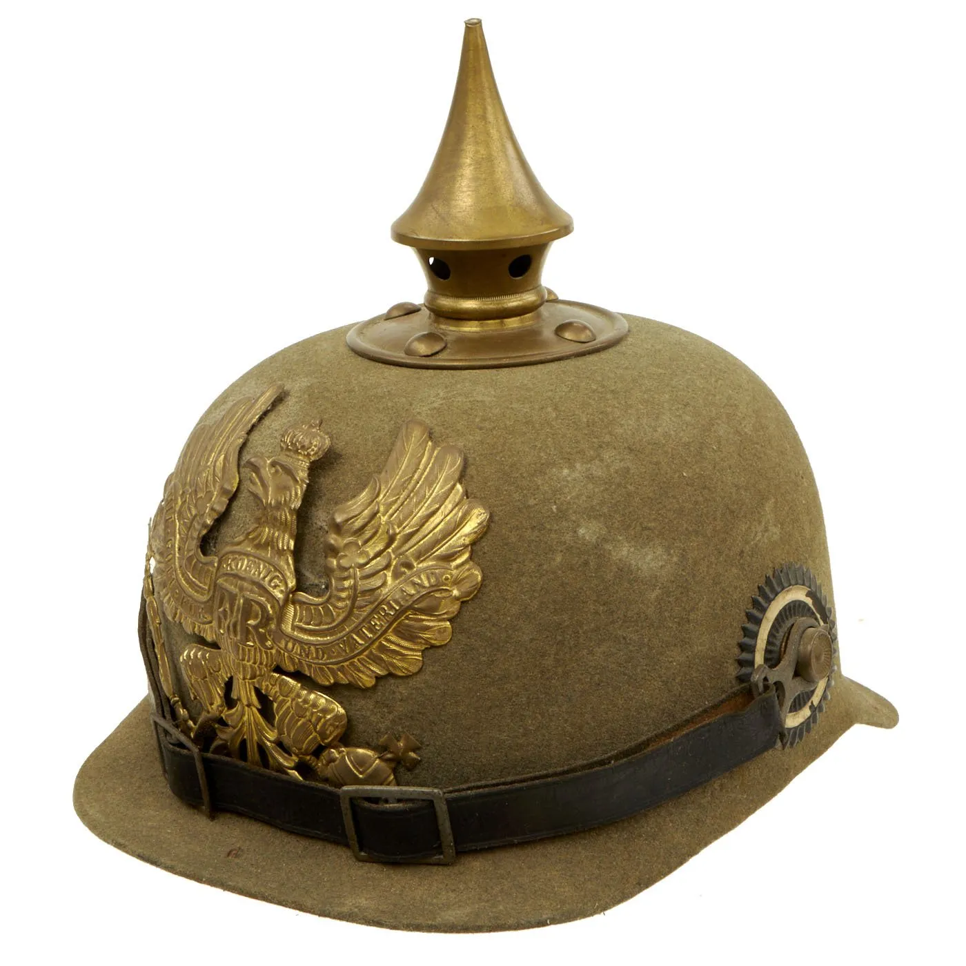 Original Imperial German WWI Prussian M1895 Infantry Ersatz Felt Pickelhaube Fitzhelme Spiked Helmet - Rare Simplified Pattern