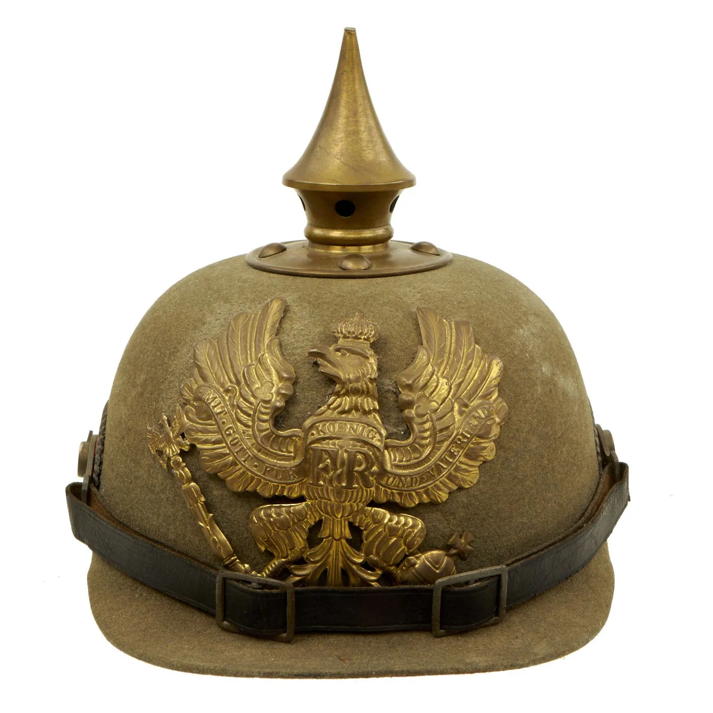 Original Imperial German WWI Prussian M1895 Infantry Ersatz Felt Pickelhaube Fitzhelme Spiked Helmet - Rare Simplified Pattern