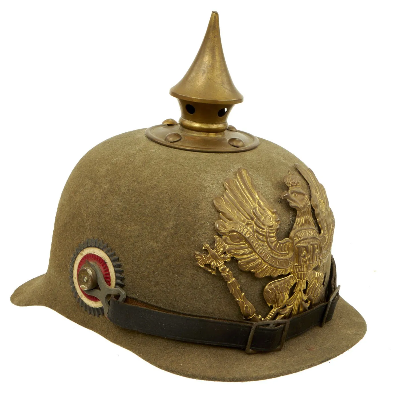 Original Imperial German WWI Prussian M1895 Infantry Ersatz Felt Pickelhaube Fitzhelme Spiked Helmet - Rare Simplified Pattern