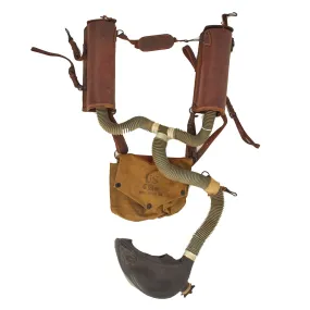 Original RARE U.S. WWII US Cavalry M4 Gas Mask With Pouch and Canister Carriers for Horse Gas Mask