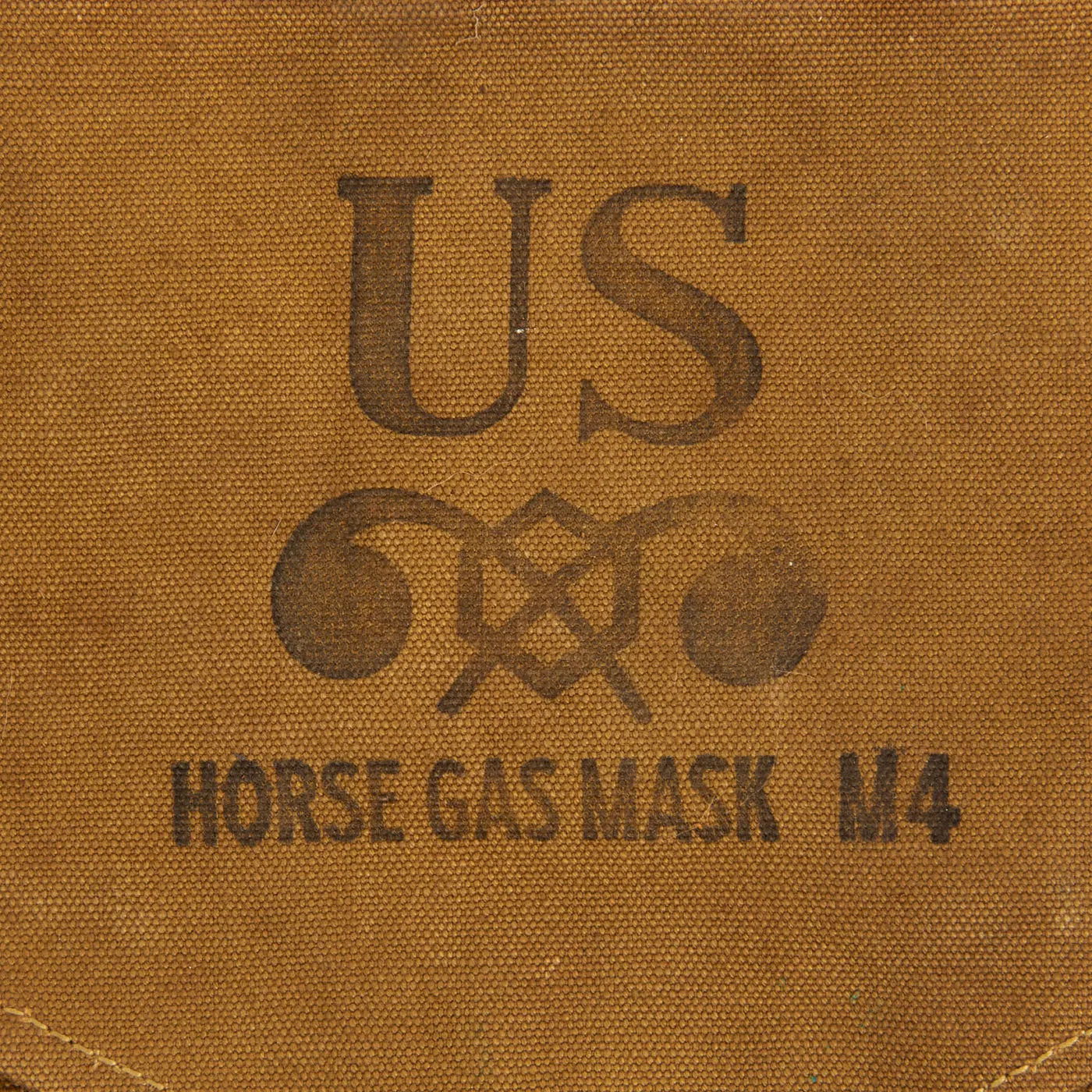 Original RARE U.S. WWII US Cavalry M4 Gas Mask With Pouch and Canister Carriers for Horse Gas Mask