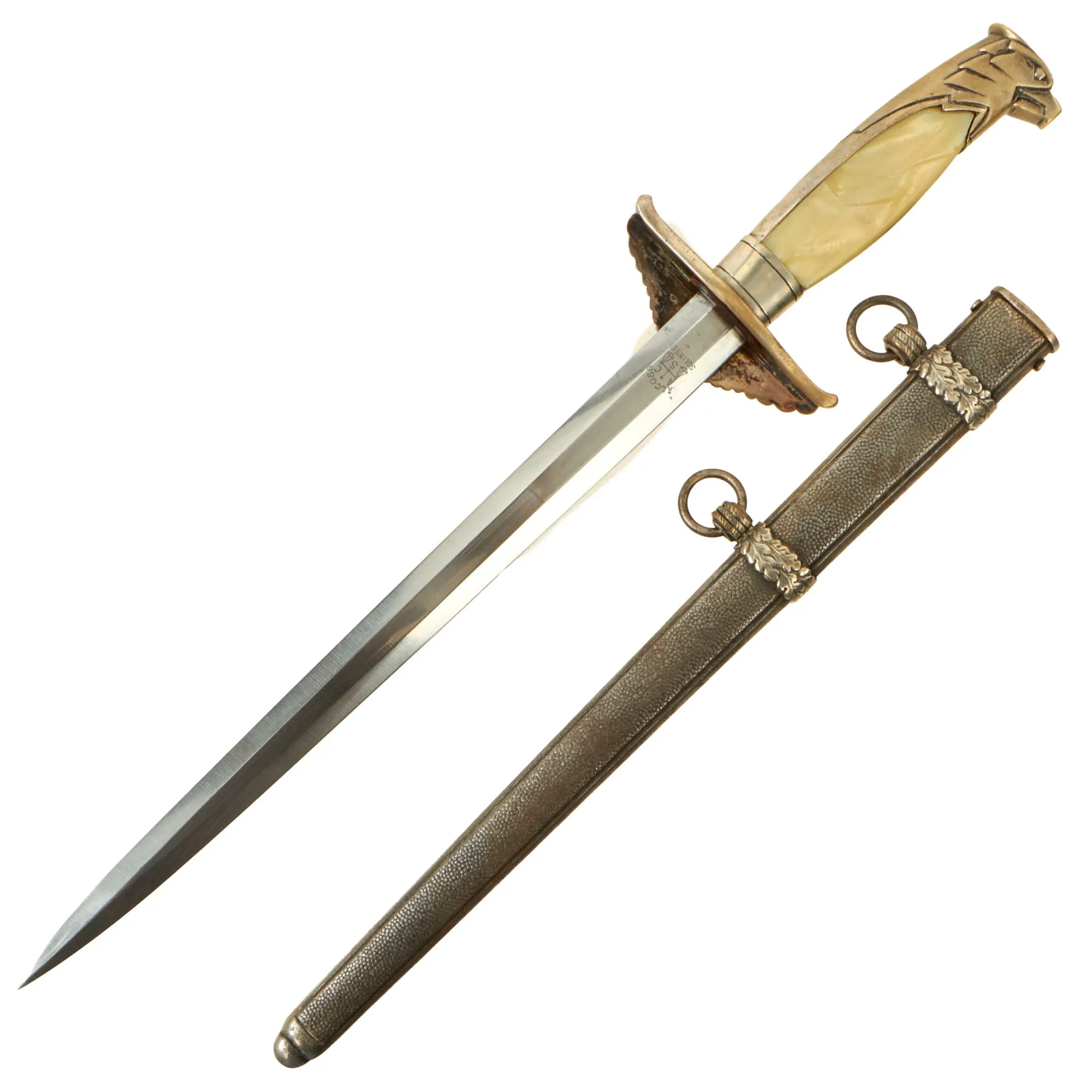 Original Scarce German WWII Diplomatic Official's Dagger by Alcoso circa 1940 with Scabbard