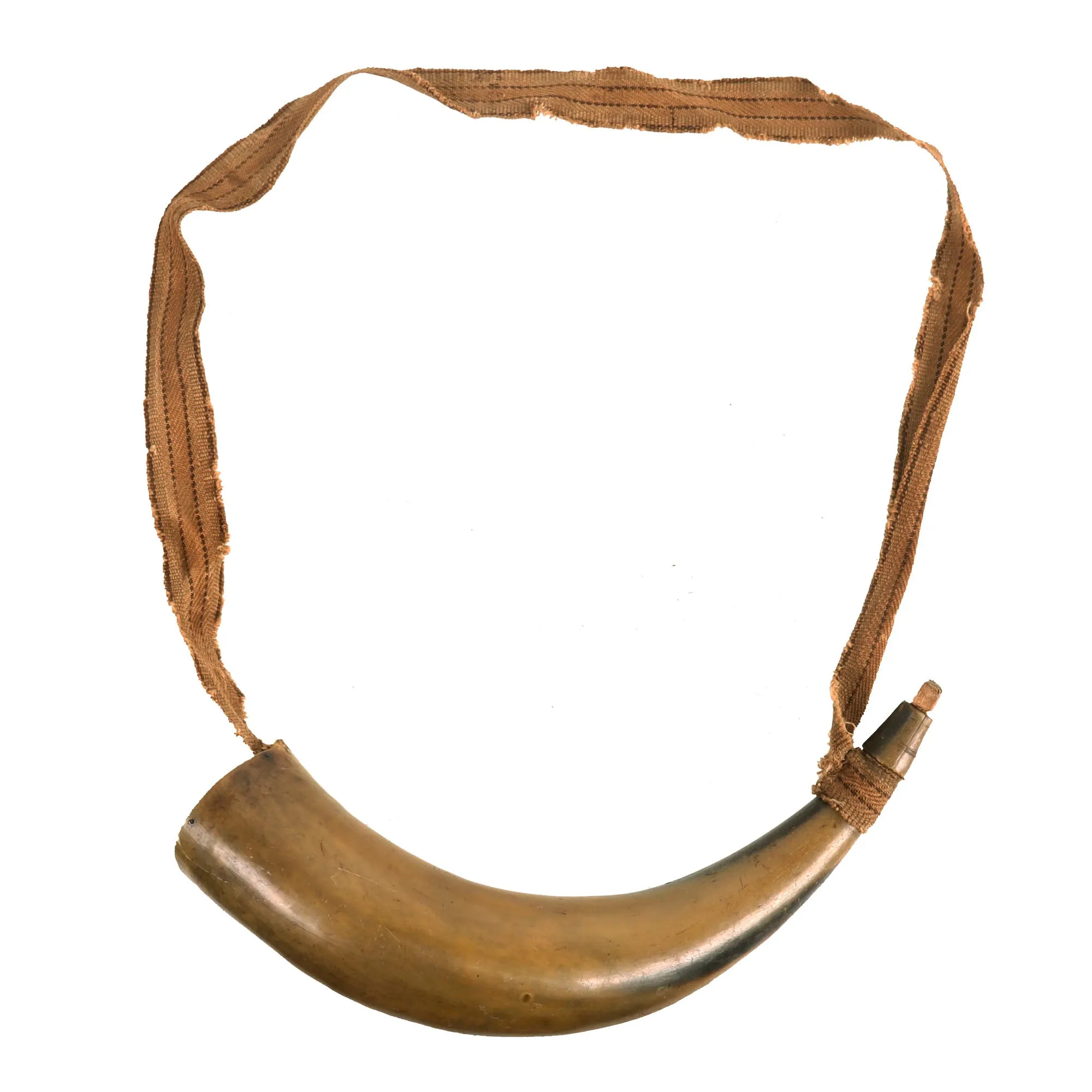 Original U.S. American Revolutionary War Rifle Bag & Powder Horn with Original Woven Strap Accouterment Grouping - Found Together in New York State