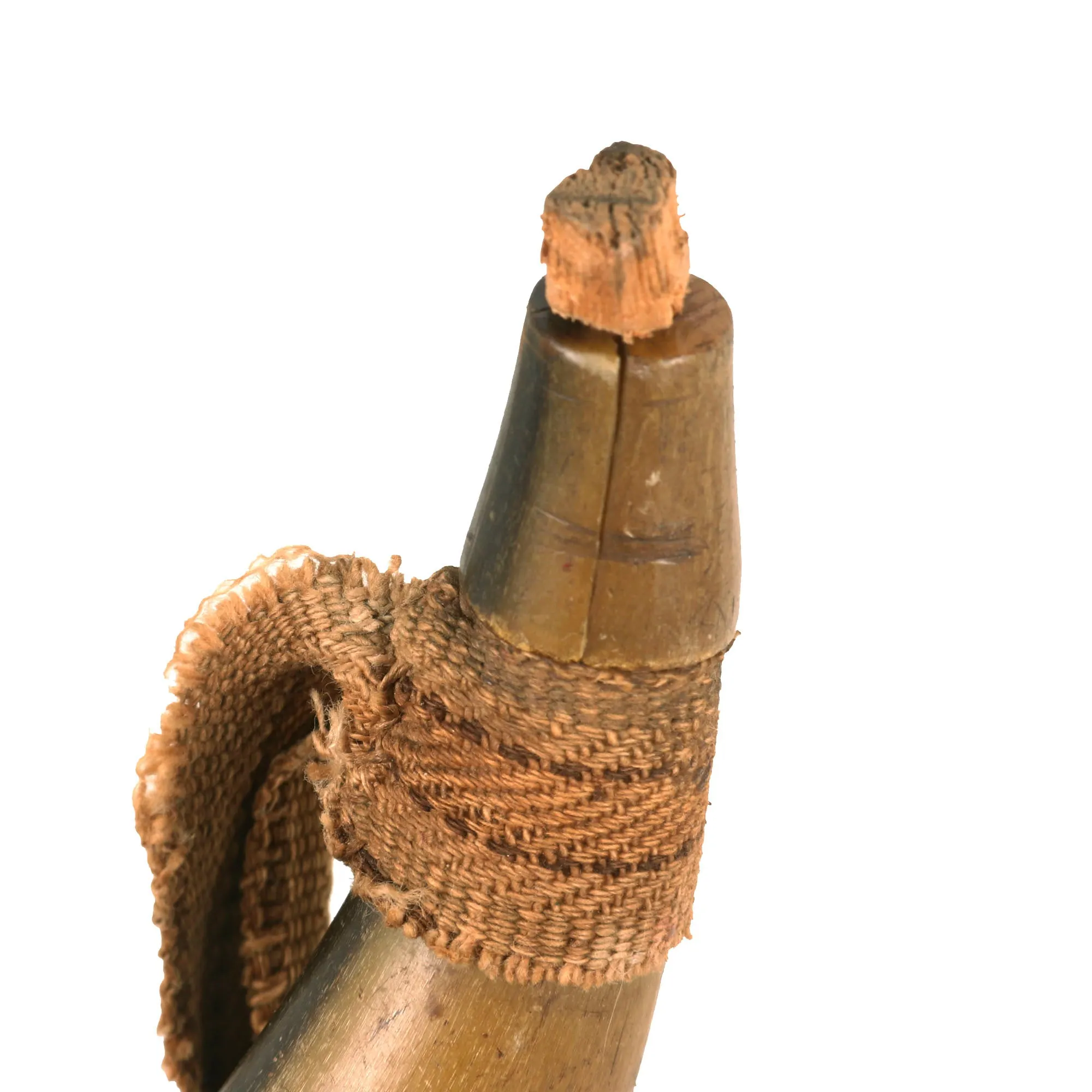 Original U.S. American Revolutionary War Rifle Bag & Powder Horn with Original Woven Strap Accouterment Grouping - Found Together in New York State