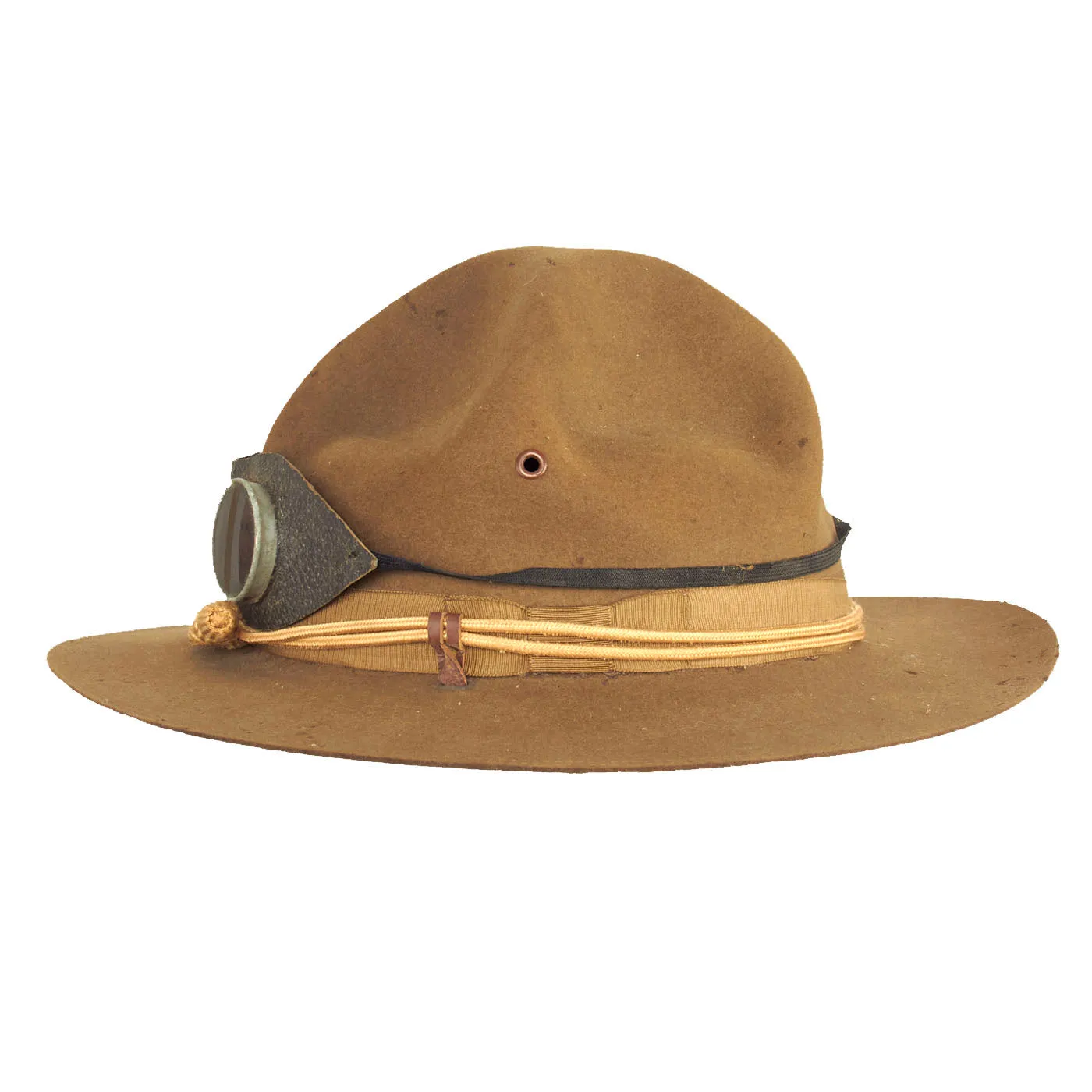 Original U.S. Punitive Expedition Model 1911 Campaign Hat by Stetson w/ Quartermaster Hat Cord and Period Dust Goggles - Size 7 ½