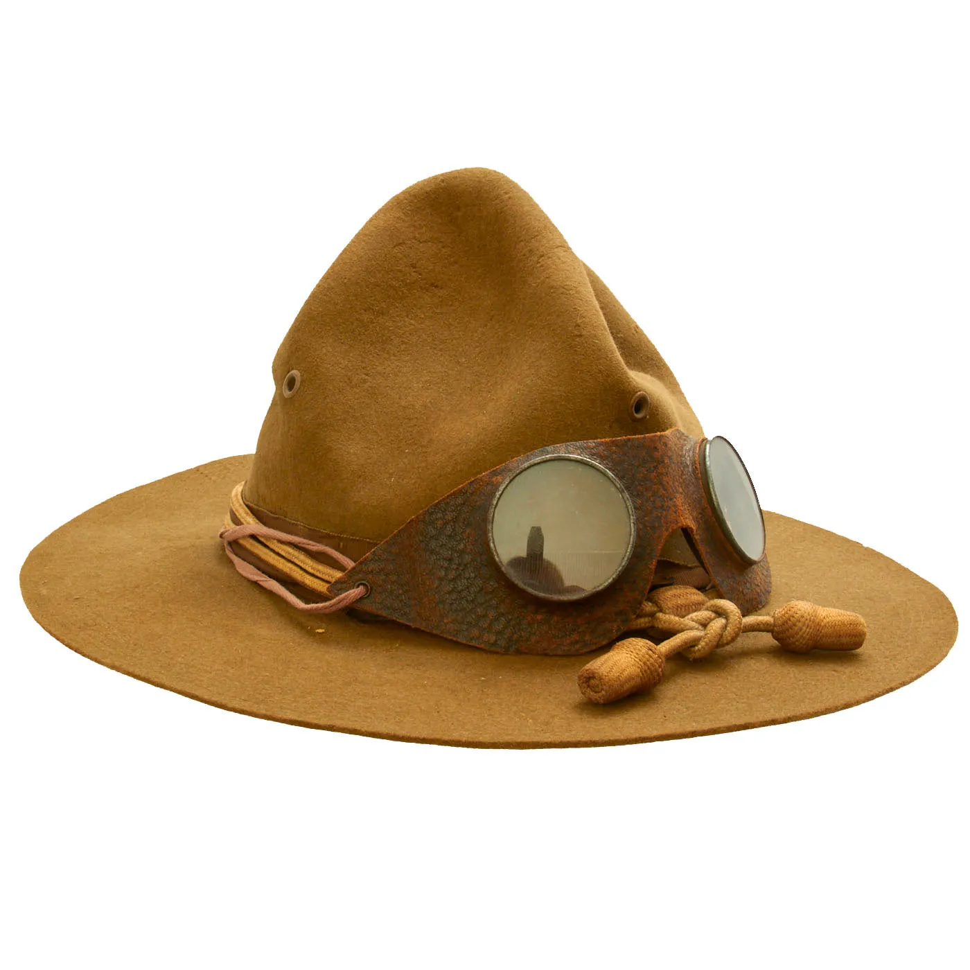 Original U.S. Punitive Expedition Model 1911 Campaign Hat w/ Infantry Hat Cord and Period Dust Goggles