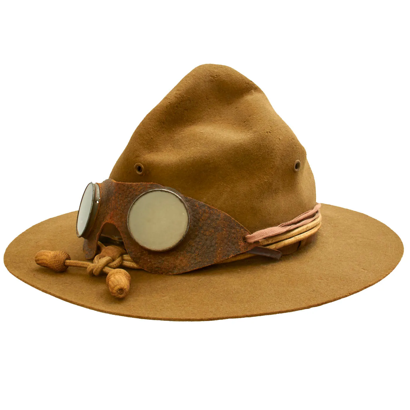 Original U.S. Punitive Expedition Model 1911 Campaign Hat w/ Infantry Hat Cord and Period Dust Goggles