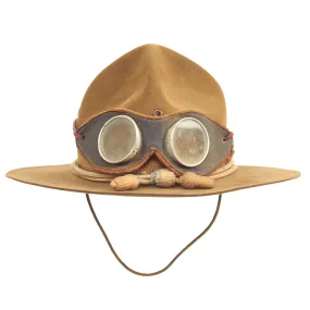 Original U.S. Punitive Expedition Model 1912 Campaign Hat by Stetson w/ Infantry Hat Cord and Period Dust Goggles