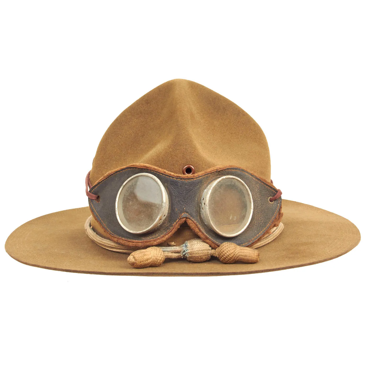 Original U.S. Punitive Expedition Model 1912 Campaign Hat by Stetson w/ Infantry Hat Cord and Period Dust Goggles