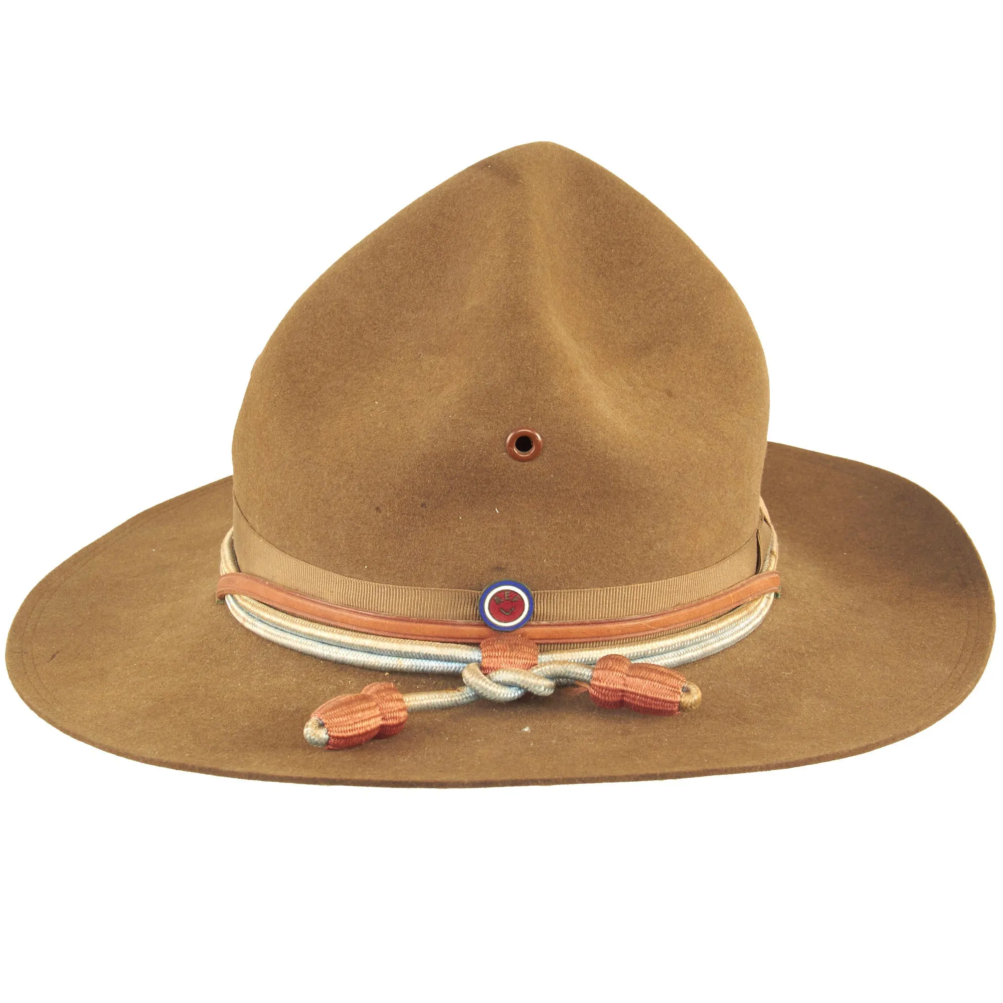 Original U.S. Punitive Expedition / WWI Model 1912 Campaign Hat With Machine Gun Unit Hat Cord and American Expeditionary Forces AEF Enamel Pin