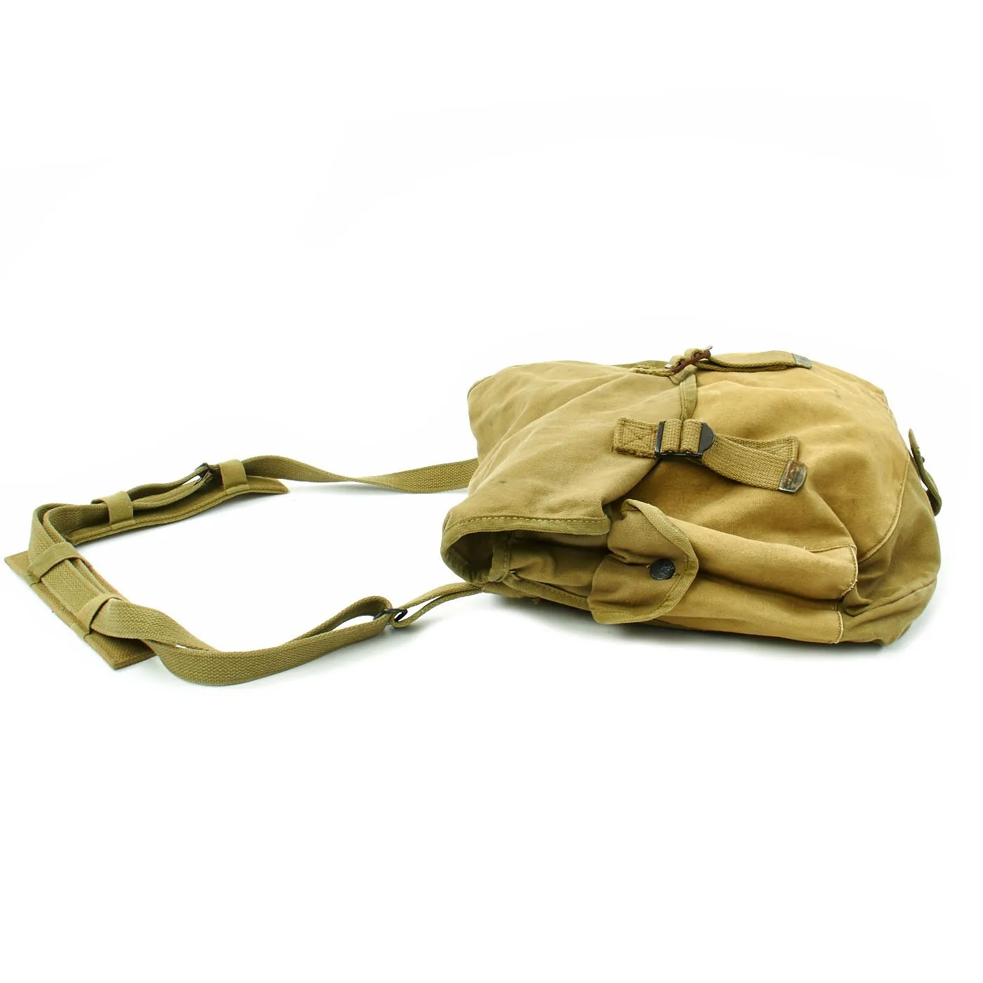 Original U.S. WWII 1944 dated USMC Musette Bag by Boyt with 1943 Dated Camouflage Shelter Half