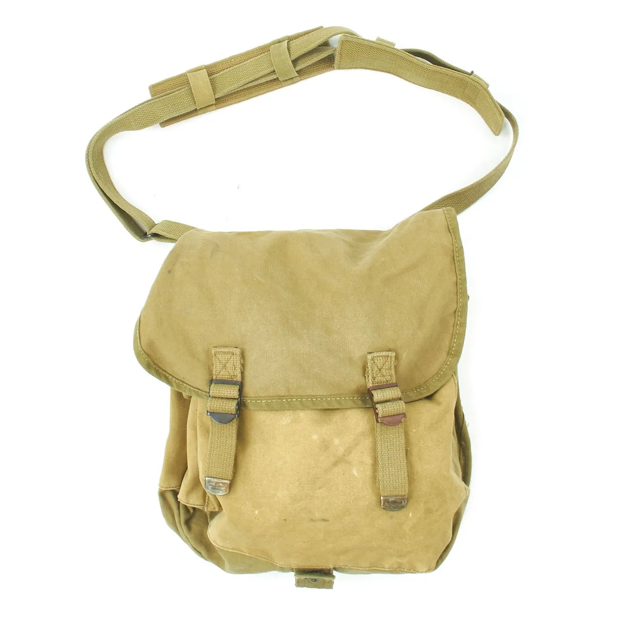 Original U.S. WWII 1944 dated USMC Musette Bag by Boyt with 1943 Dated Camouflage Shelter Half