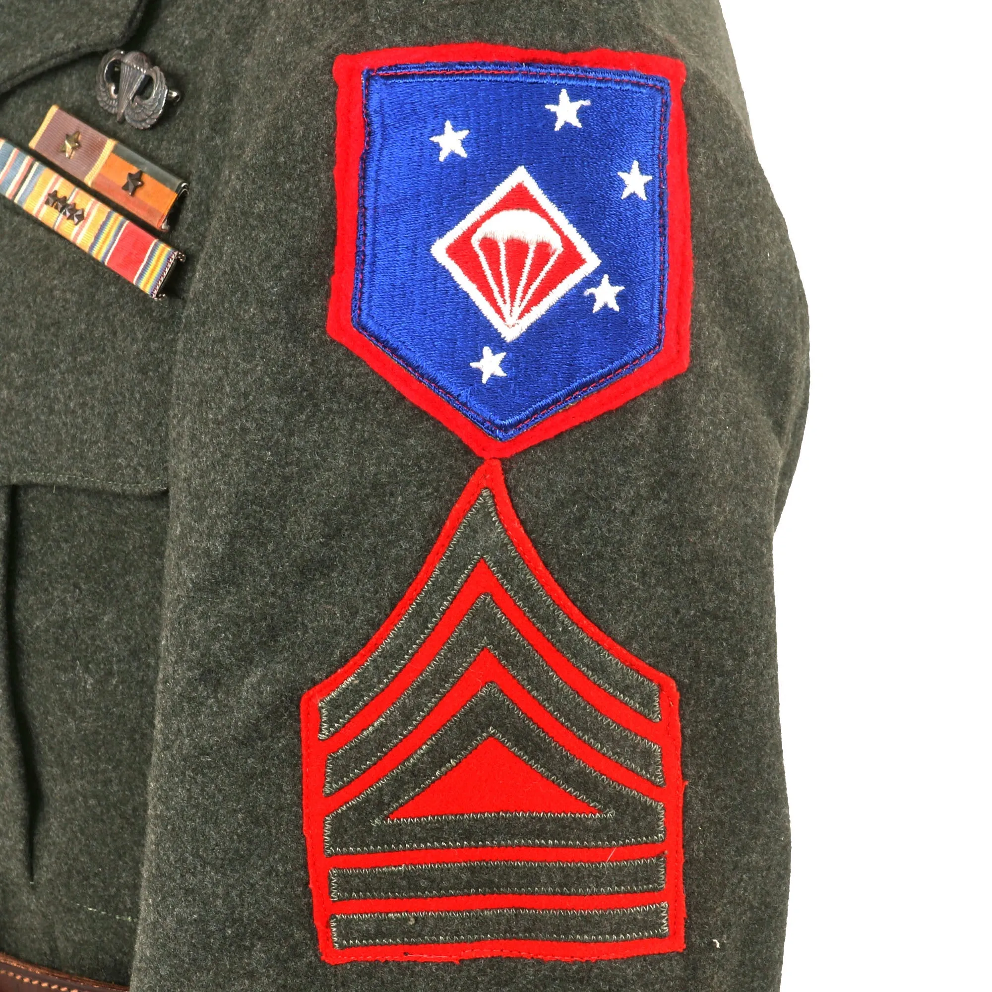 Original U.S. WWII Marine Corps ParaMarine 1st Marine Parachute Regiment Master Technical Sergeant Uniform Jacket with Jump Wings & Purple Heart Ribbon Bar - Dated 1942